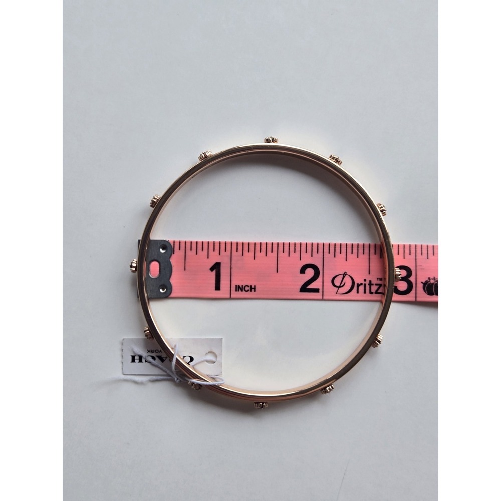 NWT Coach tea rose gold-tone bangle bracelet - crystal studs, 2.75" diameter - Picture 8 of 8